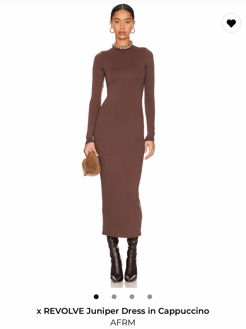 Afrm Juniper Long Sleeve Midi Dress In Brown